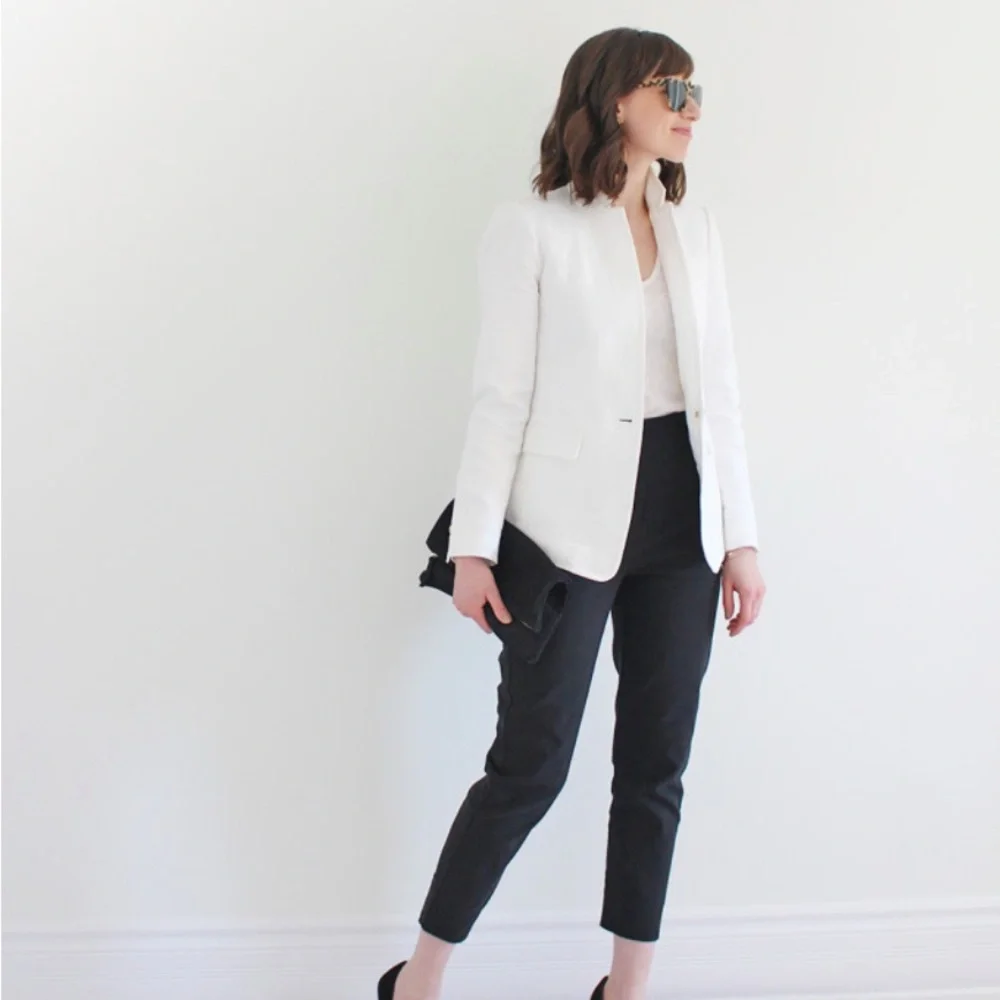 J. Crew Regent 100% Linen One‎ Button Blazer in White Size 12